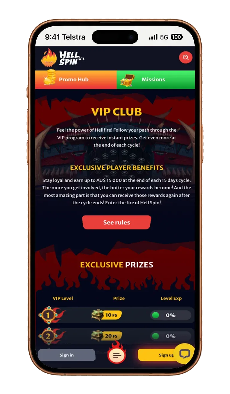HellSpin app screen 9